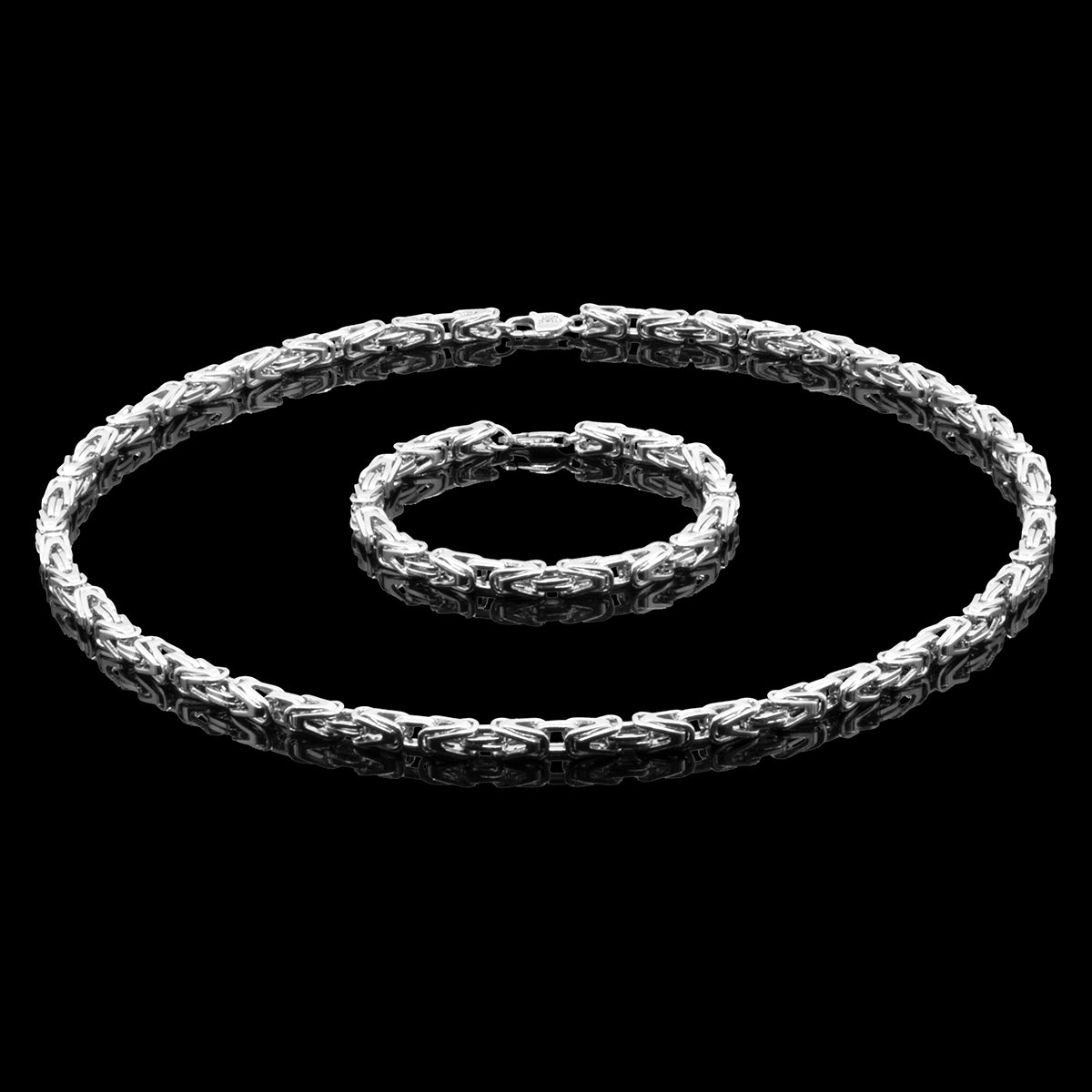 SMYKKESÆT PREMIUM BYZANTINE KONGEKÆDE 6MM HALSKÆDE OG ARMBÅND