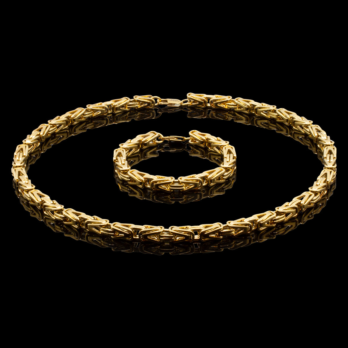 SMYKKESÆT PREMIUM BYZANTINE KONGEKÆDE 8MM HALSKÆDE OG ARMBÅND