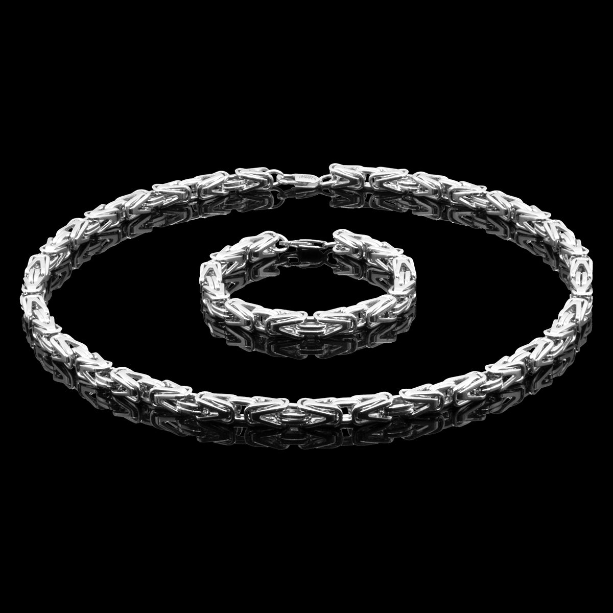 SMYKKESÆT PREMIUM BYZANTINE KONGEKÆDE 8MM HALSKÆDE OG ARMBÅND