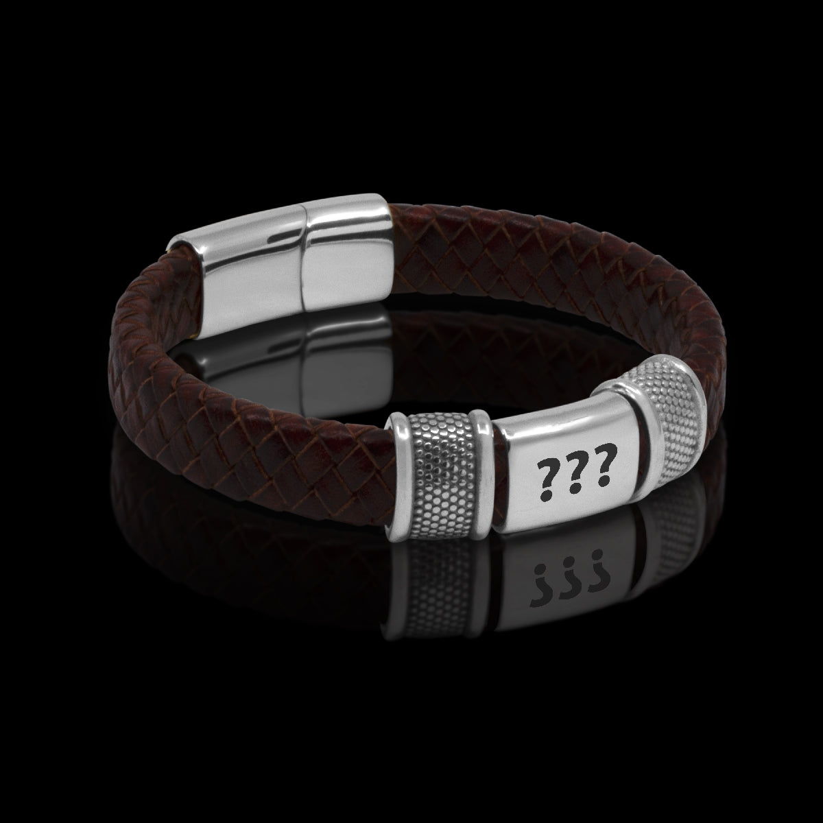 ARMBÅND LÆDER MED VALGFRI GRAVERING 3 INITIALER