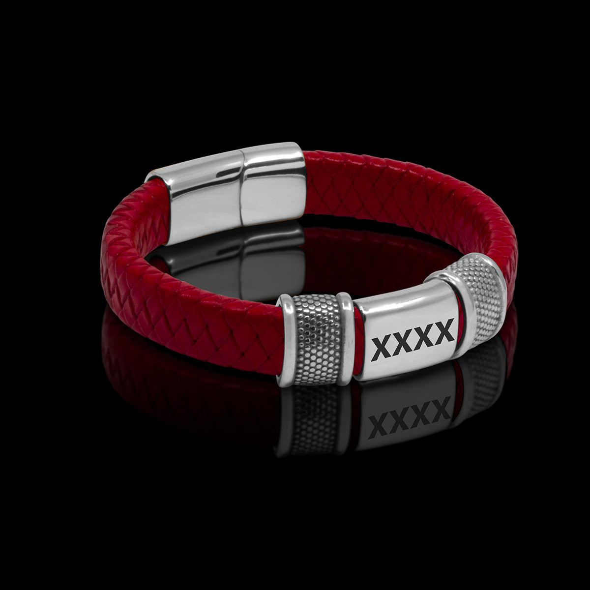 ARMBÅND LÆDER MED VALGFRI GRAVERING 4 INITIALER