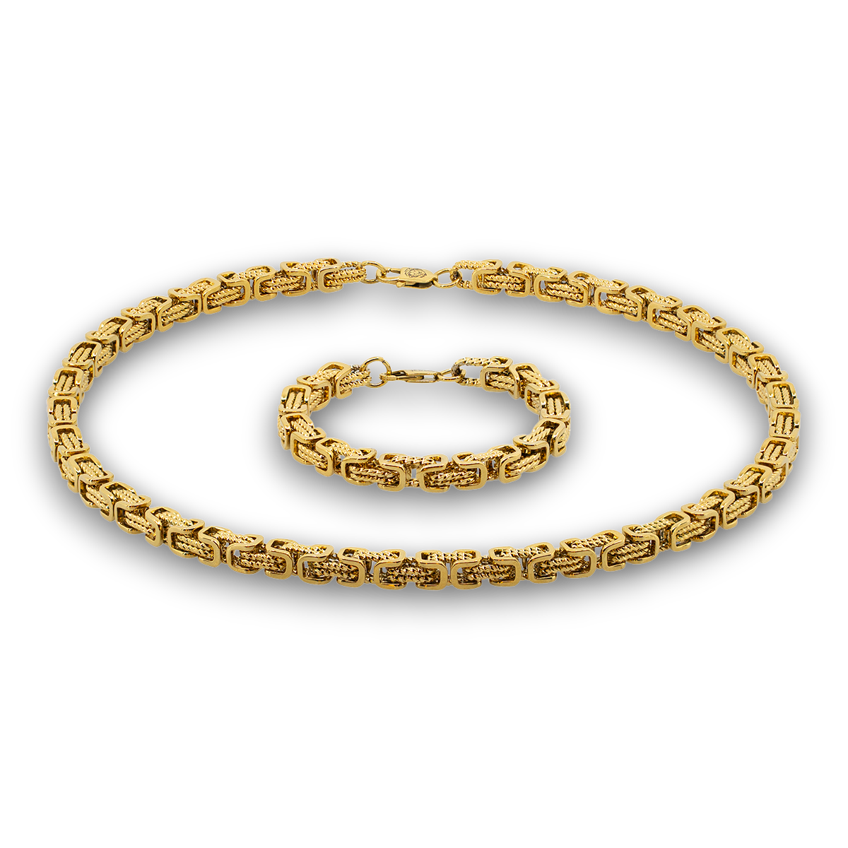 SMYKKESÆT TWIST BYZANTINE KONGEKÆDE 8MM HALSKÆDE OG ARMBÅND