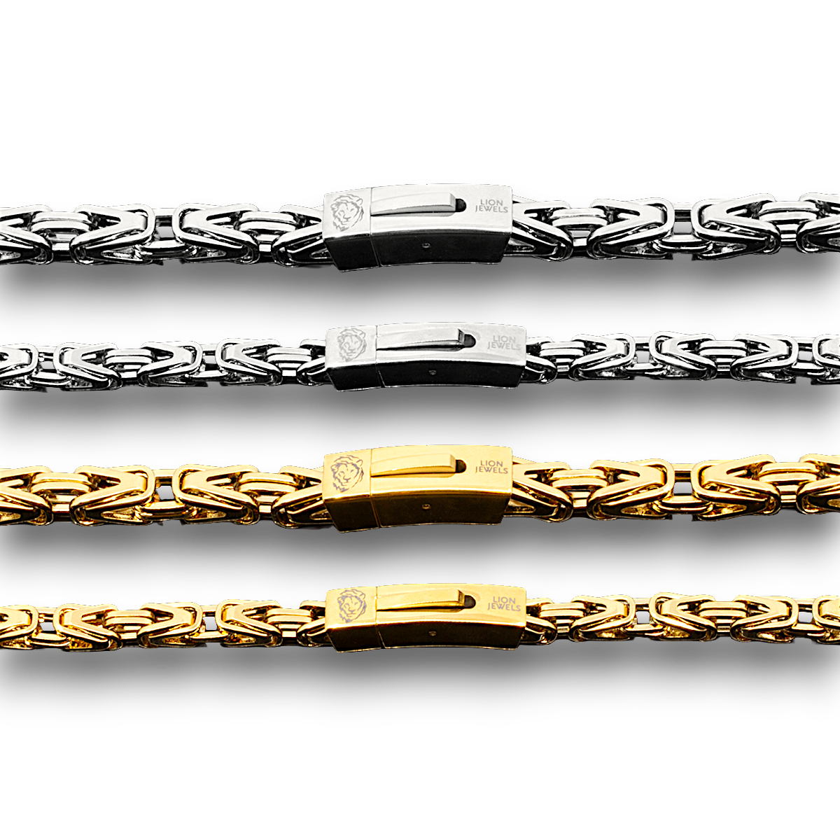 ARMBÅND PREMIUM KONGEKÆDE BYZANTINE 6MM BAJONET KASSELÅS