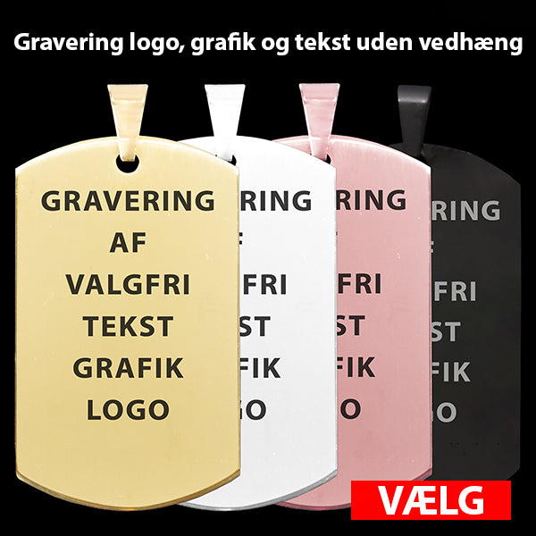 LJ VEDHÆNG DOGTAG GUNMETAL INCL GRAVERING LOGO TEKST