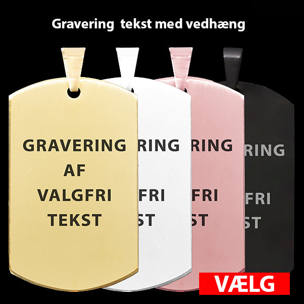 LJ VEDHÆNG DOGTAG GUNMETAL INCL GRAVERING TEKST
