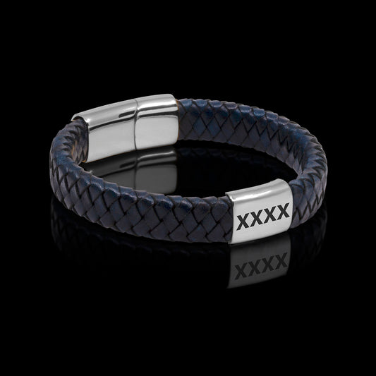 ARMBÅND LÆDER MED VALGFRI GRAVERING 4 INITIALER