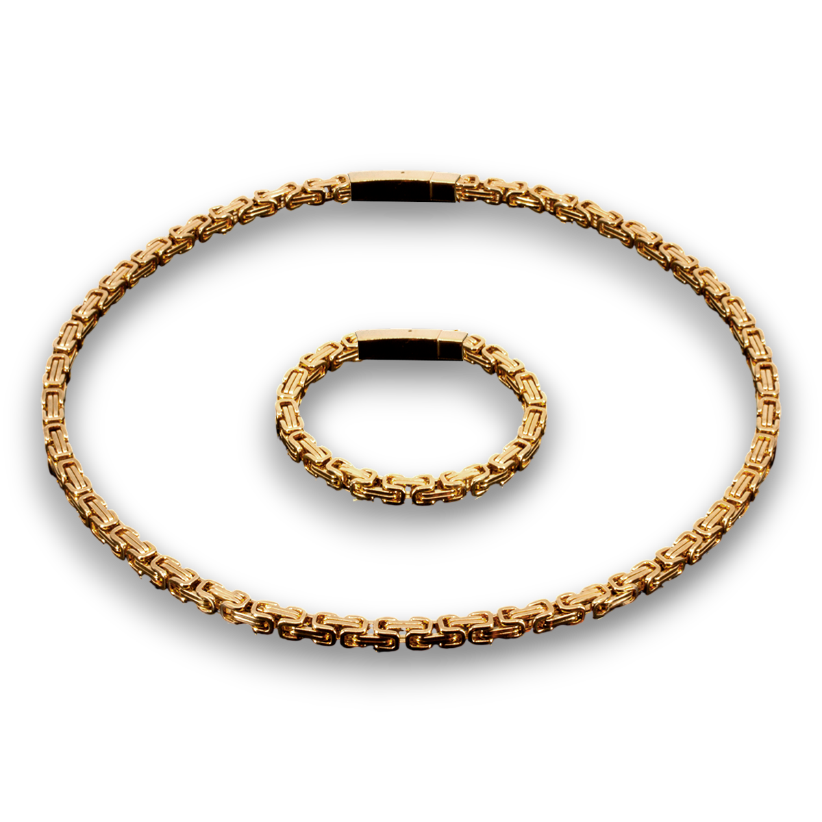 SMYKKESÆT BYZANTINE KONGEKÆDE 6MM BAJONET KASSELÅS HALSKÆDE OG ARMBÅND