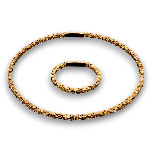 SMYKKESÆT BYZANTINE KONGEKÆDE 6MM BAJONET KASSELÅS HALSKÆDE OG ARMBÅND