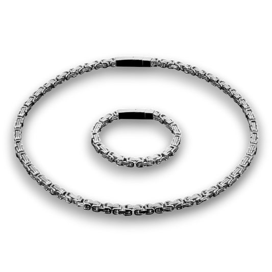 SMYKKESÆT BYZANTINE KONGEKÆDE 6MM BAJONET KASSELÅS HALSKÆDE OG ARMBÅND