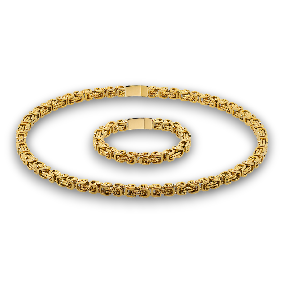 SMYKKESÆT TWIST BYZANTINE KONGEKÆDE 8MM BAJONET KASSELÅS HALSKÆDE OG ARMBÅND