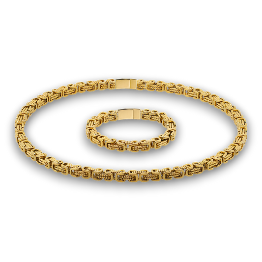 SMYKKESÆT TWIST BYZANTINE KONGEKÆDE 8MM BAJONET KASSELÅS HALSKÆDE OG ARMBÅND