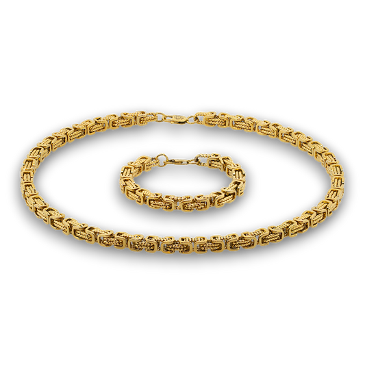 SMYKKESÆT TWIST BYZANTINE KONGEKÆDE 8MM HALSKÆDE OG ARMBÅND