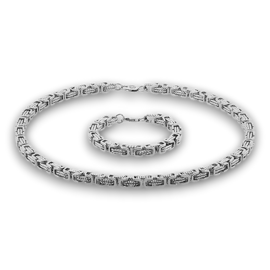 SMYKKESÆT TWIST BYZANTINE KONGEKÆDE 8MM HALSKÆDE OG ARMBÅND