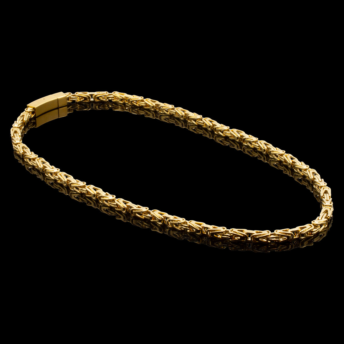 HALSKÆDE PREMIUM KONGEKÆDE BYZANTINE 8MM BAJONET KASSELÅS VALGFRI 45-90CM